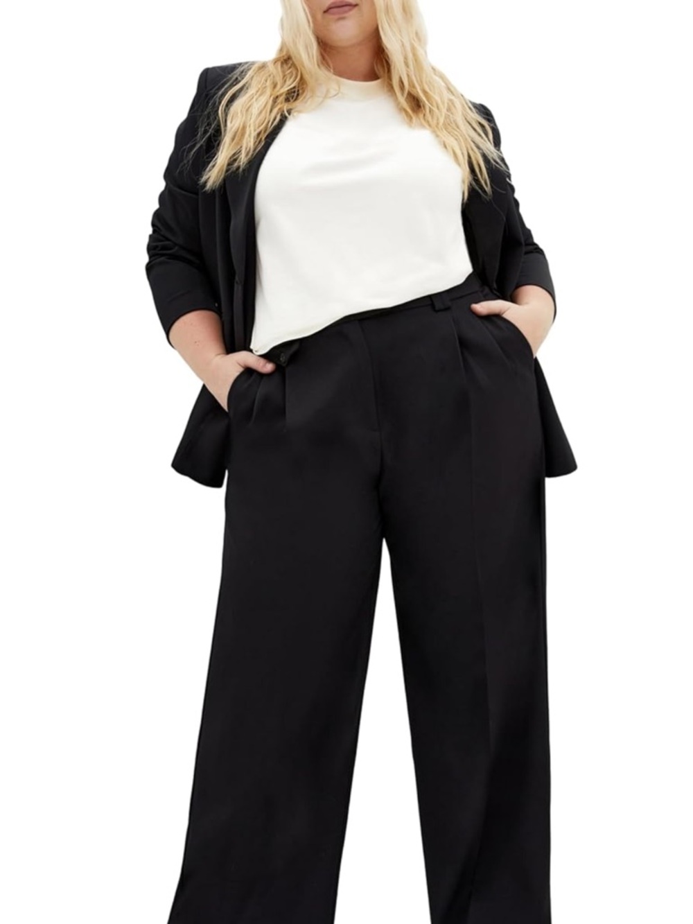 Wide-Leg Black Dress Pants for Women